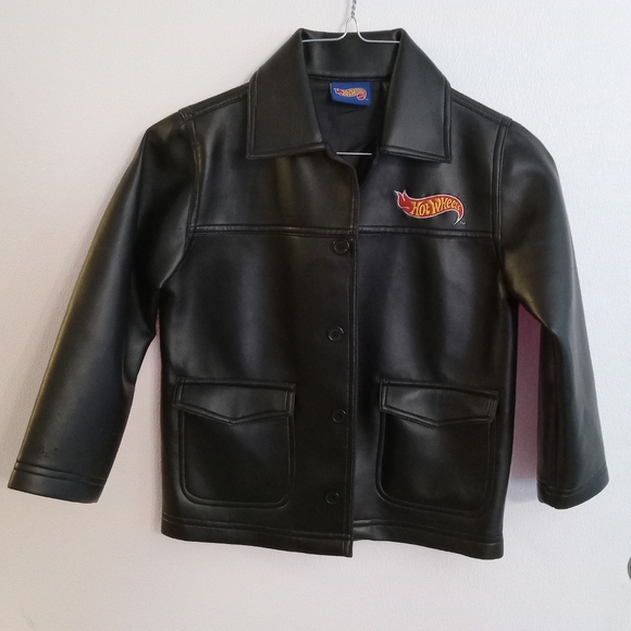 Hot Wheels Black faux leather jacket biker rocker look kids size 5/6 RARE - Picture 2 of 10